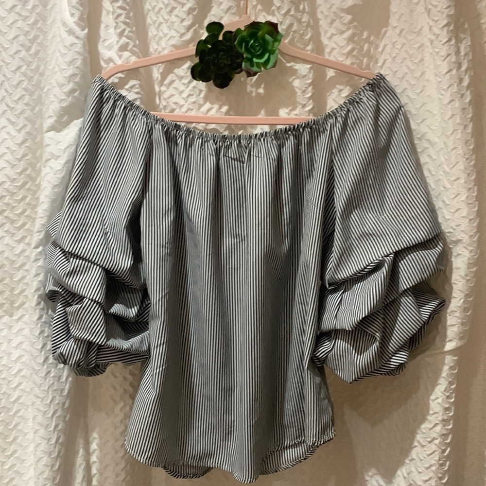 Striped Off the Shoulder Boho Blouse by Roommates